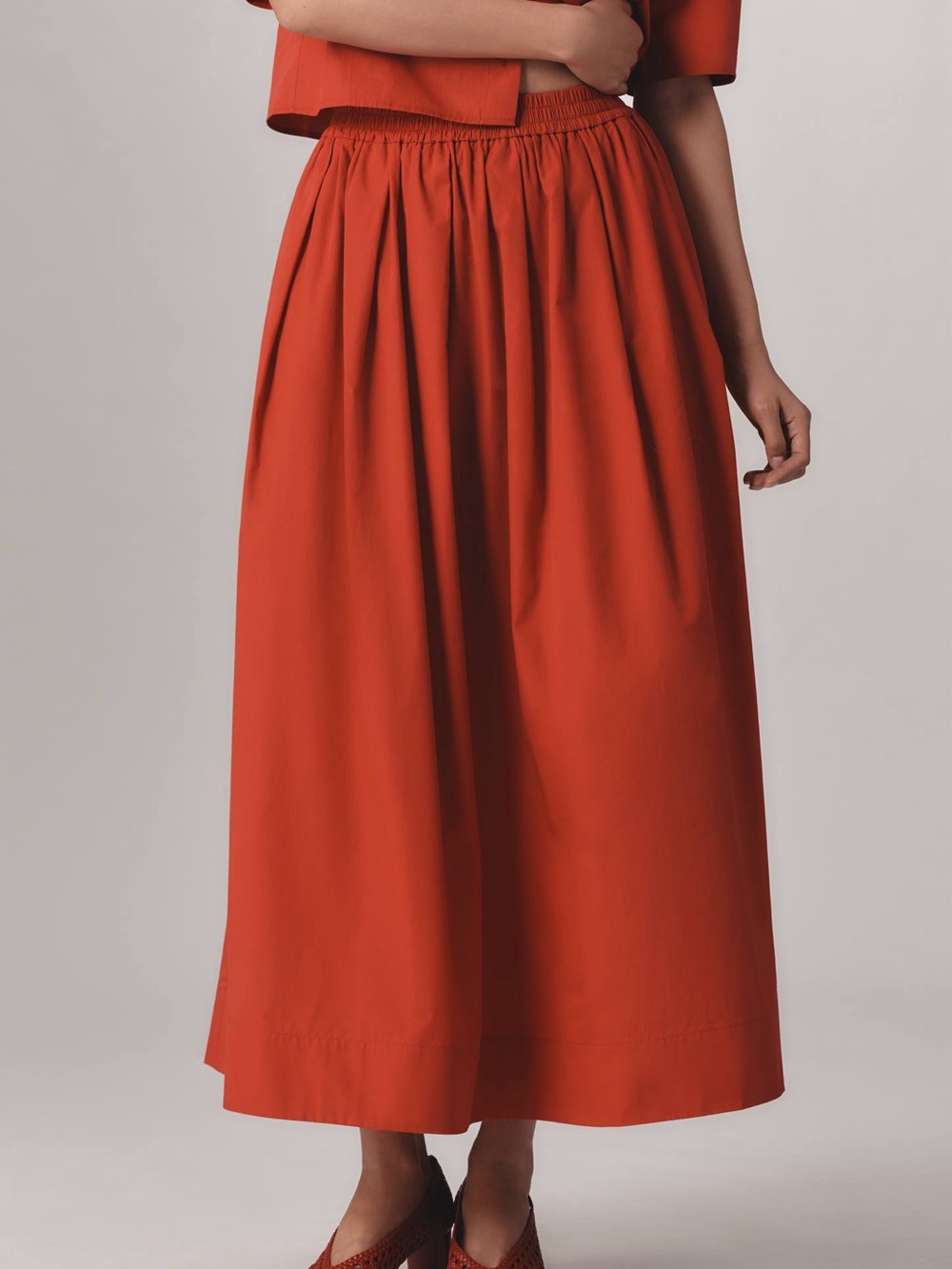Maeve Anthropologie Red Maxi Skirt NWT Medium Elastic Waist Pockets - Picture 5 of 15